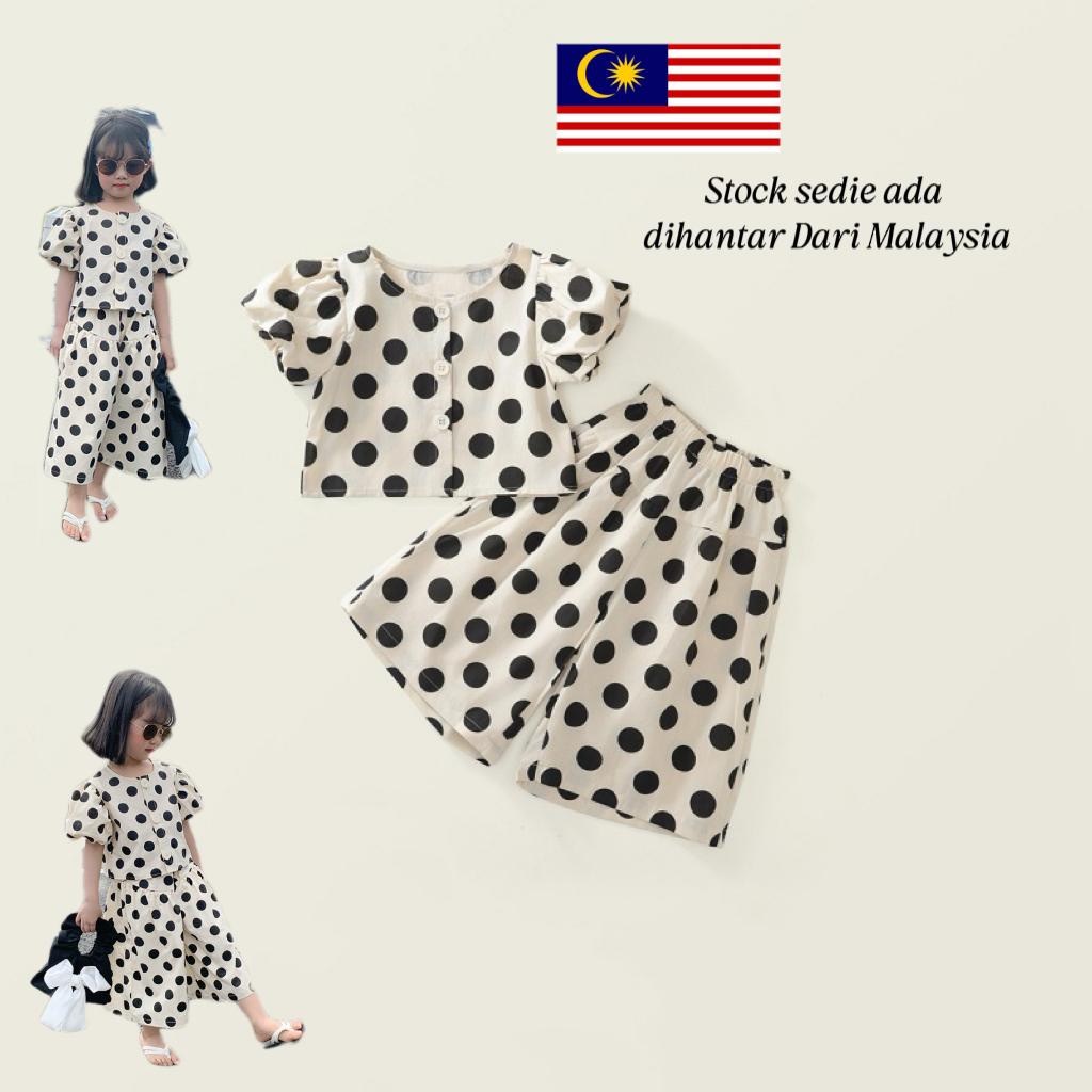Set Pakaian Kanak-kanak Perempuan TropiTykes 2 dalam 1 Polka Dot untuk Kanak-kanak Kecil Saiz 90-140 