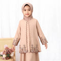 Kurung Mini Kanak-kanak TropiTykes | Rekaan Sulaman Elegan | Warna Beige Nude | Fabrik Lembut &amp; Selesa | Sesuai untuk Majlis Perkahwinan &amp; Sambutan Hari Raya 
