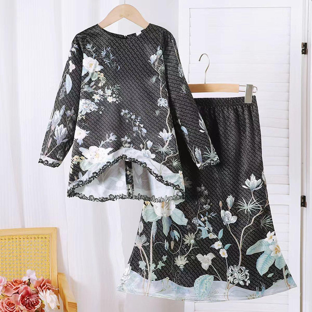 Pakaian Kanak-kanak Muslimah TropiTykes 2026 Baharu yang Elegan &amp; Selesa dengan Corak Bunga yang Cantik untuk Kegunaan Harian 