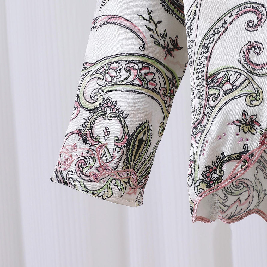 Set Baju Kurung Hari Raya TropiTykes Bercorak Bunga Paisley untuk Kehidupan Seharian Anda, Ritual Lembut Semasa Aidilfitri Bercorak Paisley Merah Jambu dan Hijau Muda 