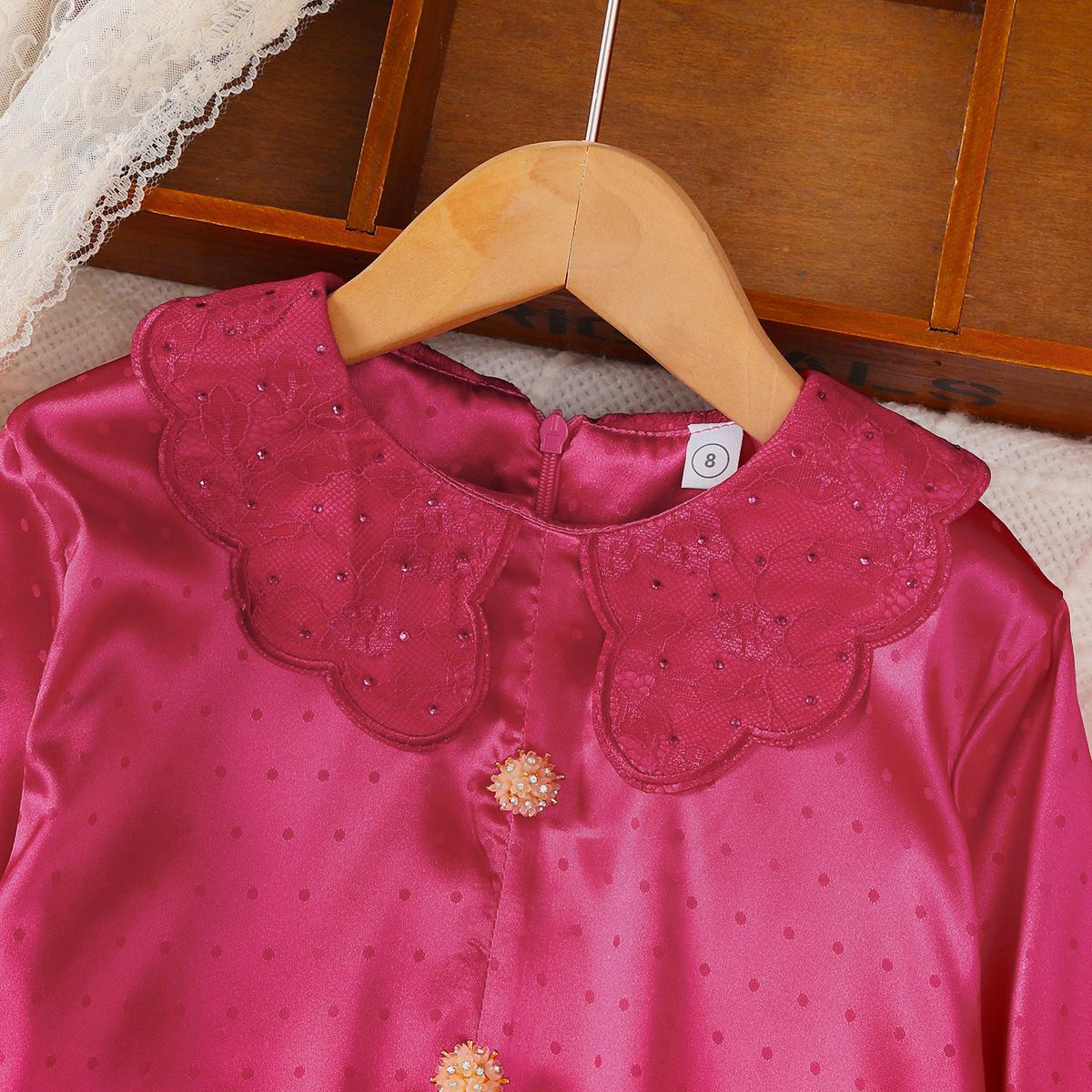 TropiTykes Modern Baju Kurung for Muslimah Children Pink Color Floral Pattern Soft Comfortable Fabric for Hari Raya Celebrations Weddings Schools & Official Events