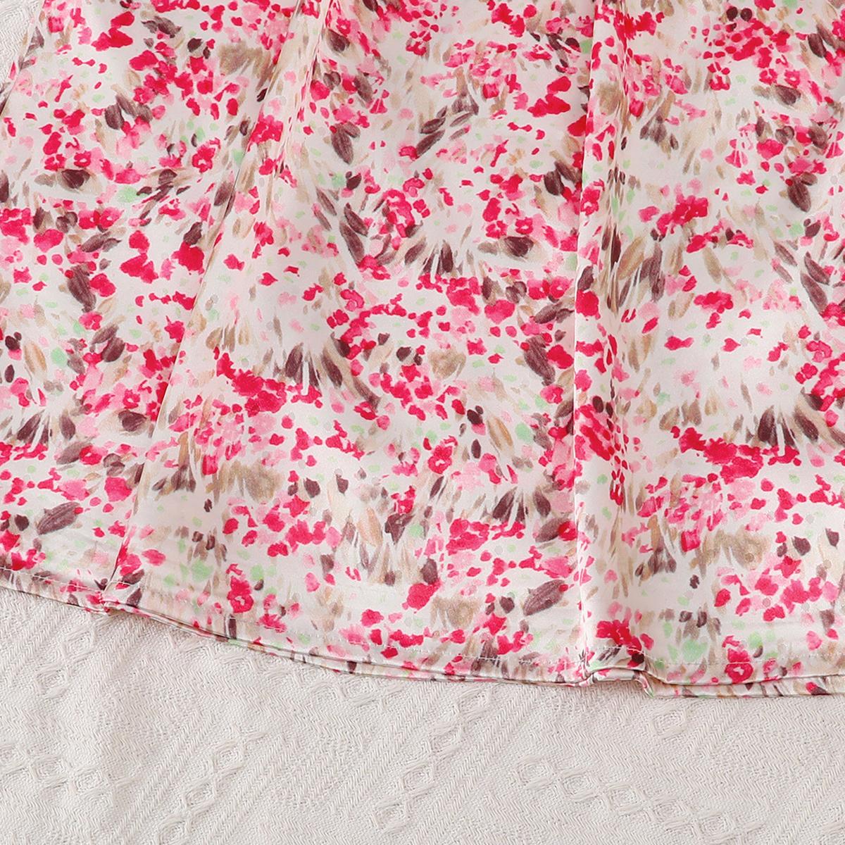 TropiTykes Modern Baju Kurung for Muslimah Children Pink Color Floral Pattern Soft Comfortable Fabric for Hari Raya Celebrations Weddings Schools & Official Events