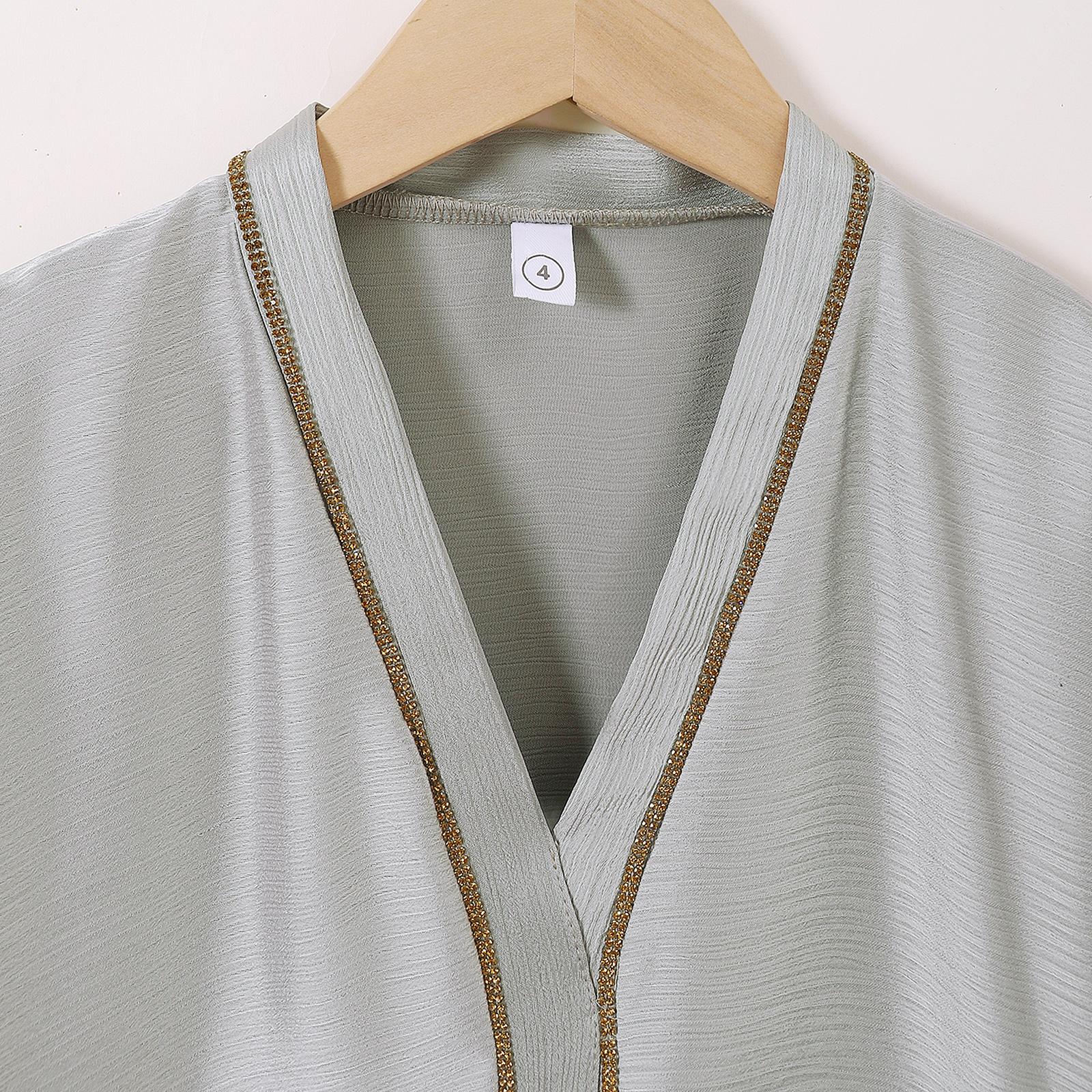 TropiTykes Muslimah Pleated Dress for Girls Elegant Comfortable Soft Fabric Lightweight Suitable for Everyday Pleated Sleeves & Hem Gold Detail Elegant and Comfortable Clothing