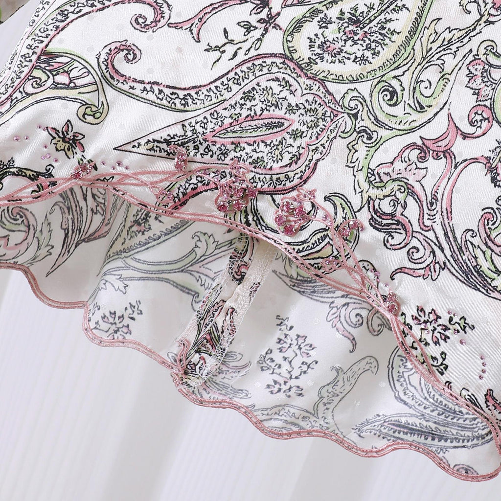 Set Baju Kurung Hari Raya TropiTykes Bercorak Bunga Paisley untuk Kehidupan Seharian Anda, Ritual Lembut Semasa Aidilfitri Bercorak Paisley Merah Jambu dan Hijau Muda 