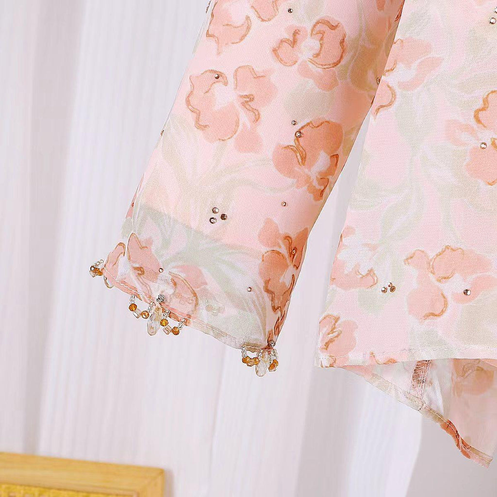 TropiTykes Muslimah Children's Baju Kurung Modern Floral Pattern Suitable for Raya & Occasions Polite Design Halal Lightweight Comfortable Fabric for Girls Patterned School Clothing Sleeve. Elegant and comfortable clothing